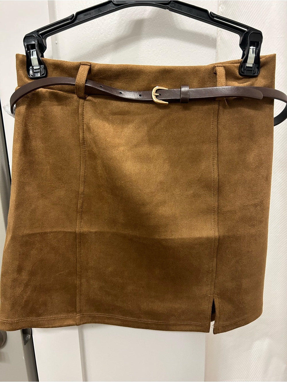 Active USA Brown Suede Mini Skirt with Brown Belt